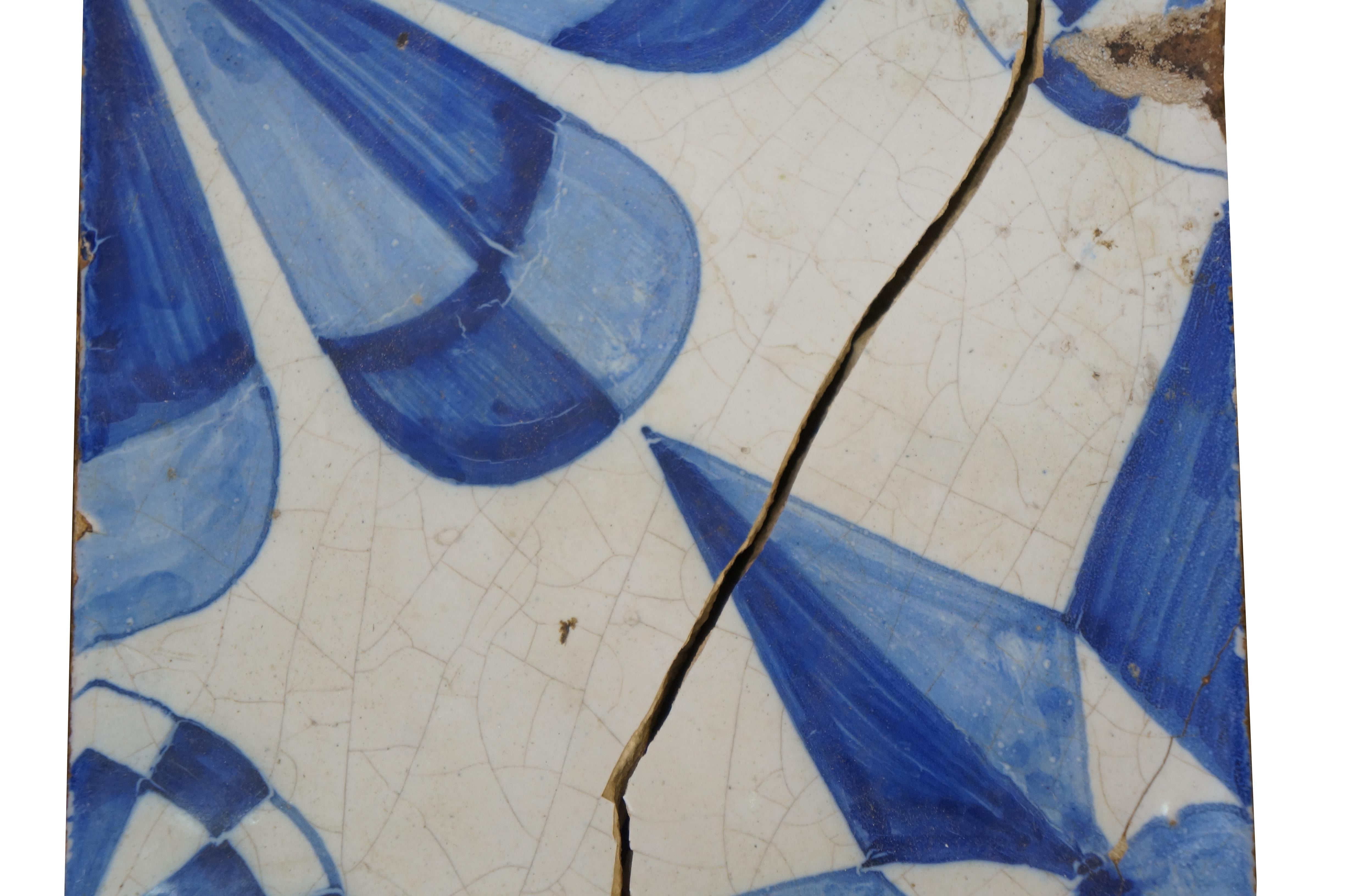 Georgian 39 Antique 18th C. Dutch Delft Tiles Blue & White Star Animal Rabbit Hound Deer For Sale