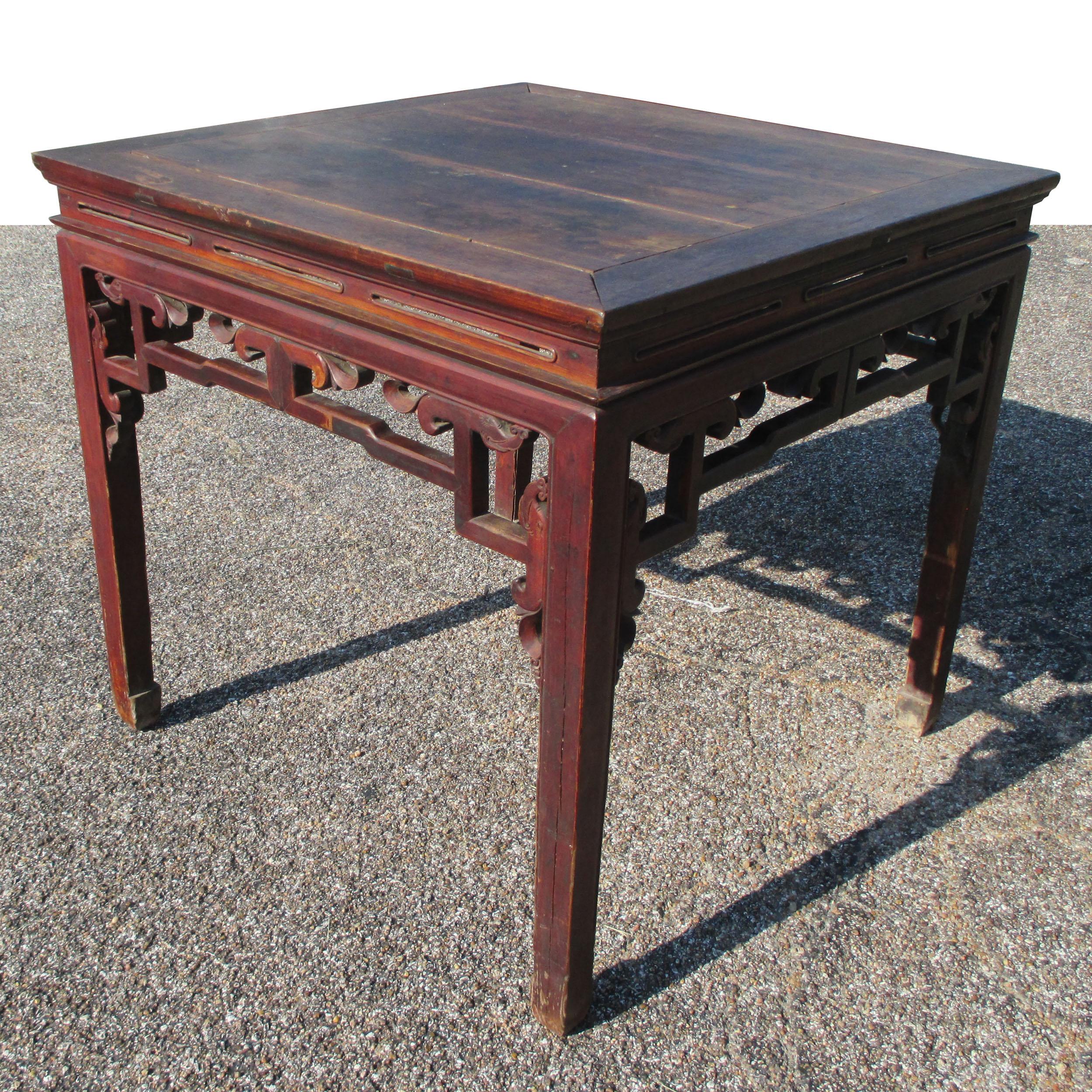 Antique Chinese Wood Ba Xian Eight Immortals Dining Table In Good Condition For Sale In Pasadena, TX