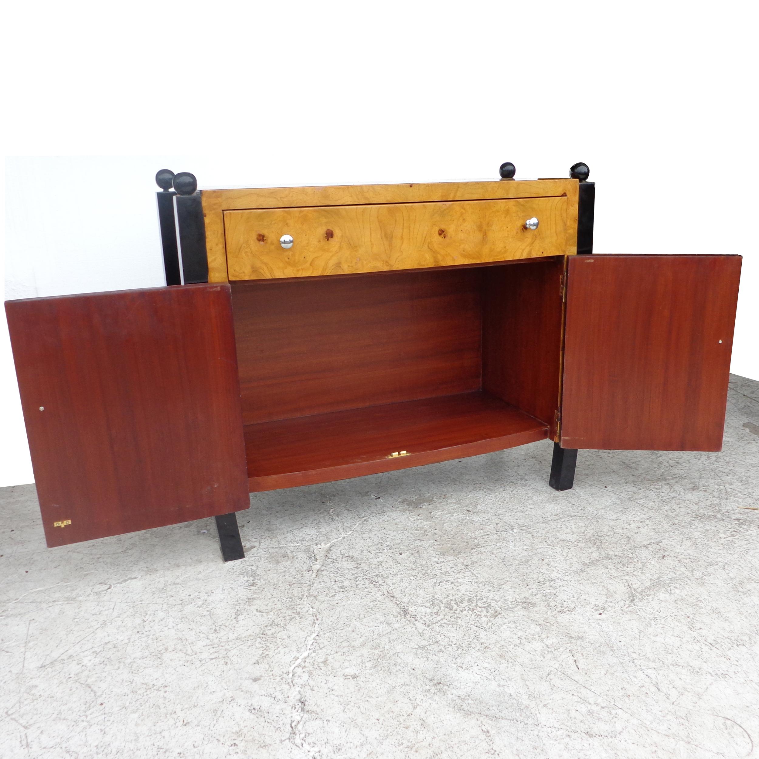 20th Century Art Deco Style Burl Cabinet Sideboard Server For Sale