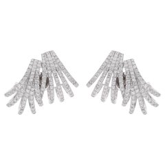 Boucles d'oreilles boucles d'oreilles en or blanc 18 carats avec pavé de diamants de 3,9 carats