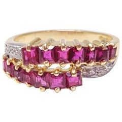 .39 Carat Ruby .06 Carat Diamond 14 Karat Gold and Platinum Ring, 1800s
