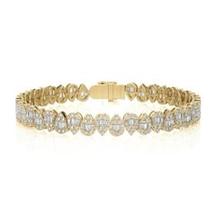 3.9 CTW Round Diamonds 18K Yellow Gold Timeless Tennis Collection Drop Bracelets