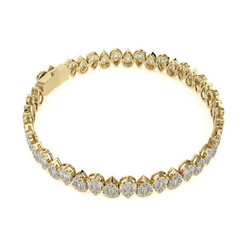 Modern 3.9 CTW Round Diamonds 18K Yellow Gold Timeless Tennis Collection Drop Bracelets For Sale