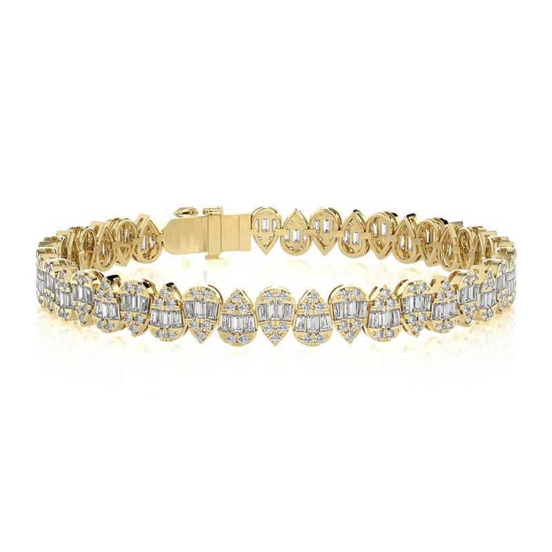 Round Cut 3.9 CTW Round Diamonds 18K Yellow Gold Timeless Tennis Collection Drop Bracelets For Sale