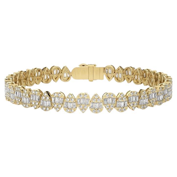 3.9 CTW Runde Diamanten 18K Gelbgold Timeless Tennis Kollektion Tropfenarmbänder