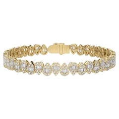Diamanti rotondi da 3,9 CTW in oro giallo 18K Bracciali a goccia della collezione Timeless Tennis