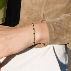 39 Bracelet en or jaune 14K (ou 18k sur demande) avec émeraude et diamant