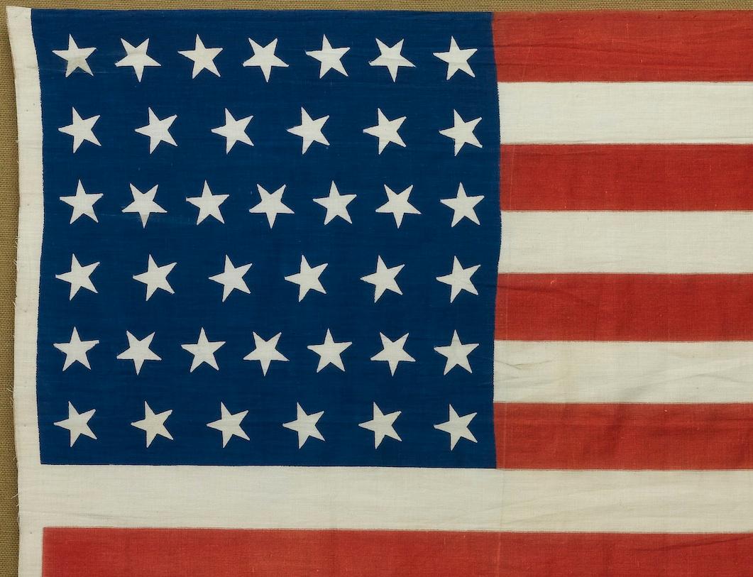 Antike amerikanische Flagge mit 39-Stern-Muster und skurrilem Sternmuster, 1889 (Spätes 19. Jahrhundert) im Angebot