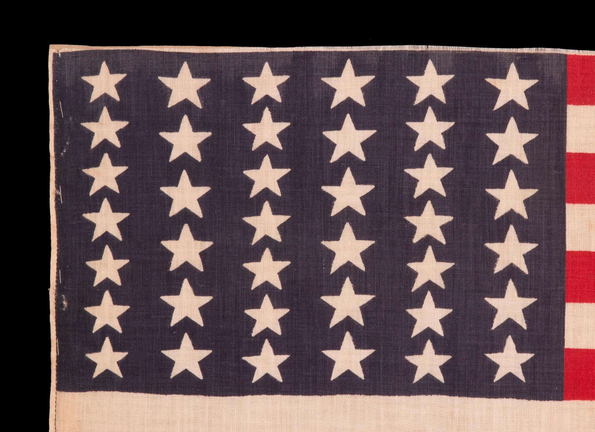 39 Star Antique American Parade Flag with Stars in Two Sizes, Ca 1876 In Good Condition For Sale In York County, PA