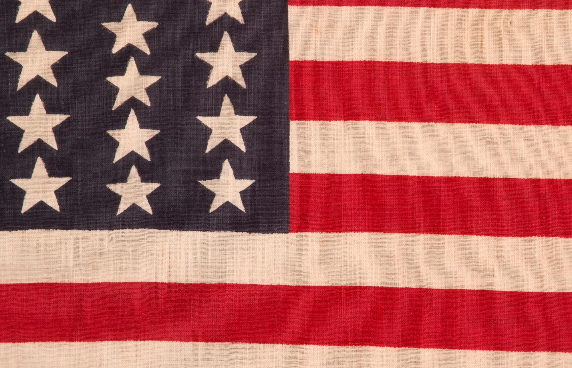Late 19th Century 39 Star Antique American Parade Flag with Stars in Two Sizes, Ca 1876 For Sale