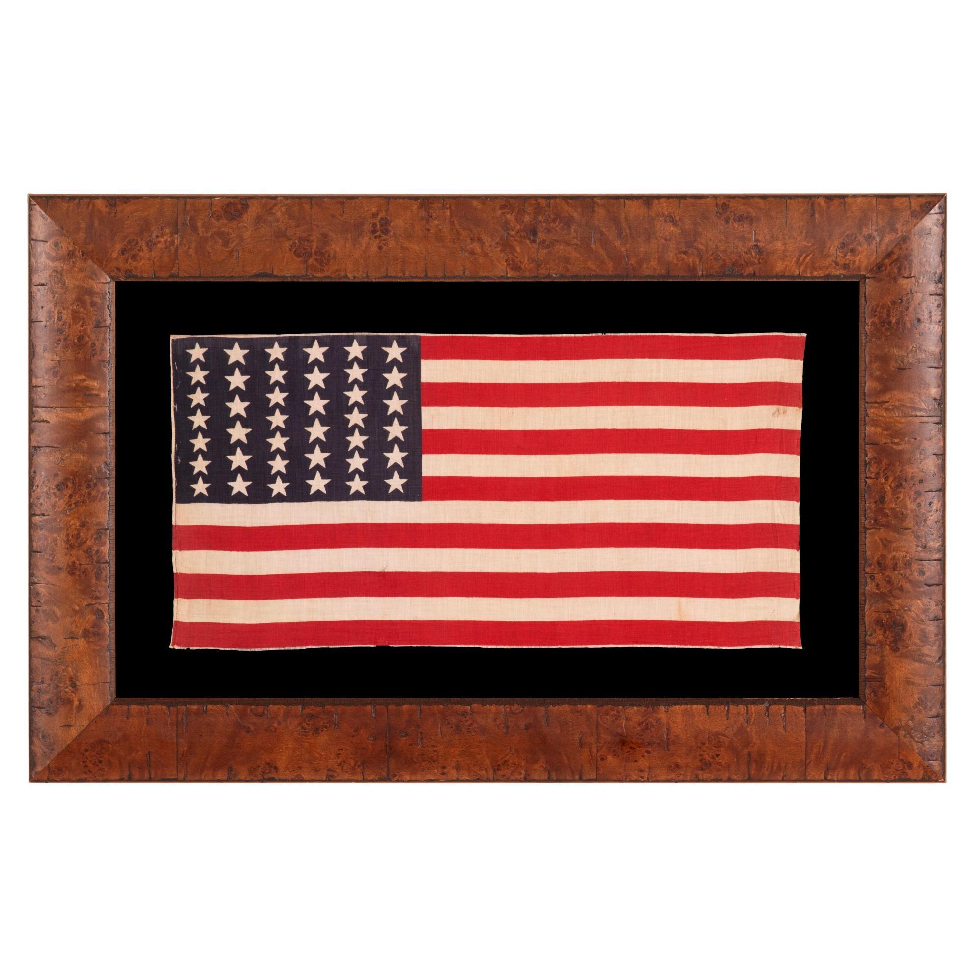 39 Star Antique American Parade Flag with Stars in Two Sizes, Ca 1876