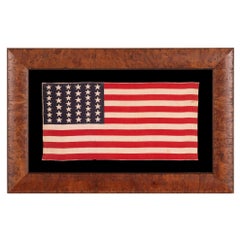 39 Star Antique American Parade Flag with Stars in Two Sizes, Ca 1876