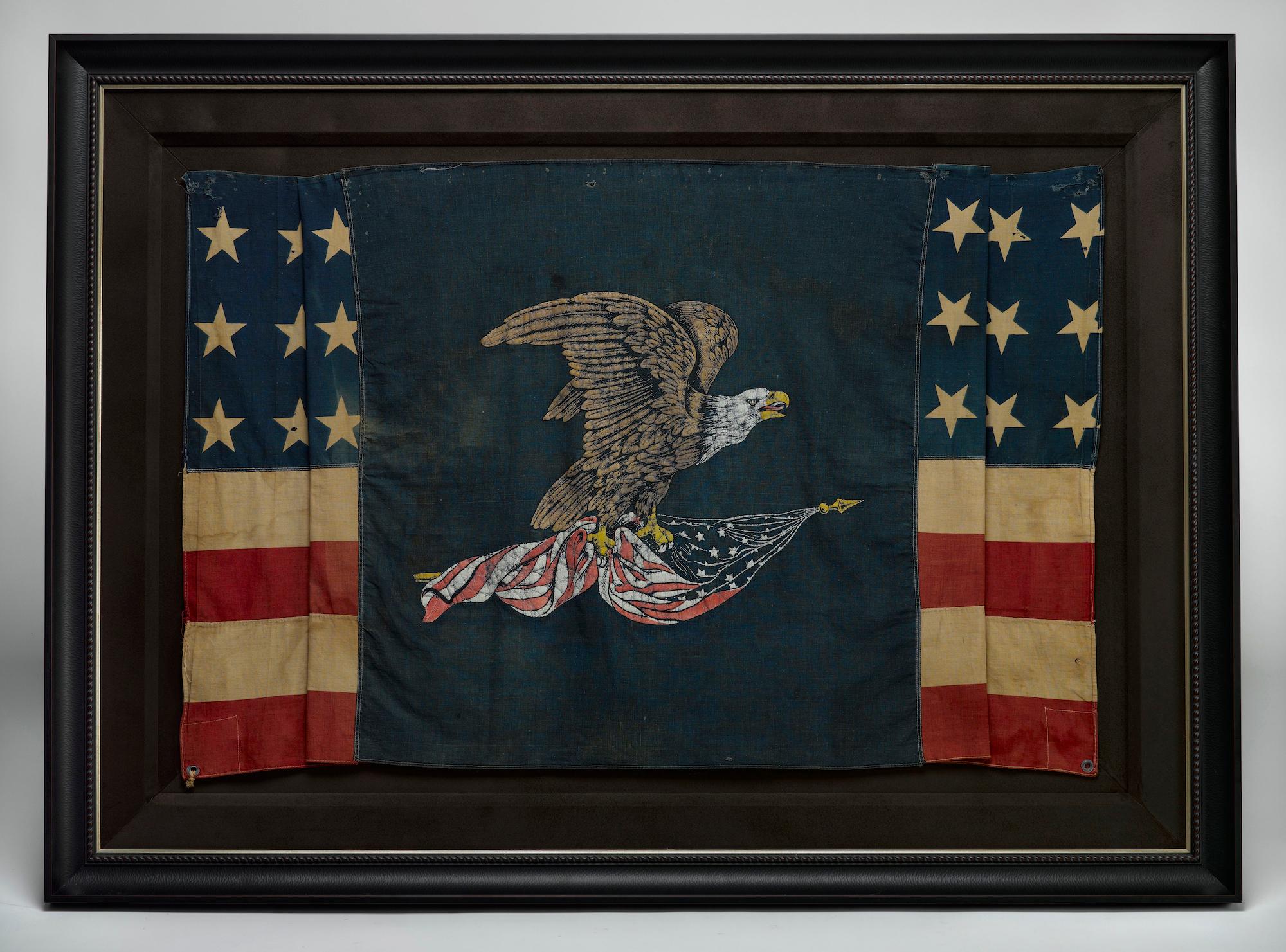 39-Star Patriotic Eagle Banner, Commemorating North Dakota Statehood, 1889-1890 In Good Condition In Colorado Springs, CO