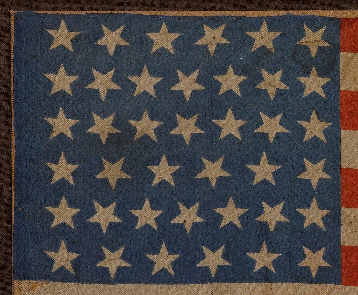 Bandera Americana Impresa de 39 Estrellas, Conmemorativa de la Independencia del Estado de Dakota del Norte, 1889-1890 Tela en venta