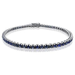 3.90 Carat Blue Sapphire in 18Kt White Gold Unisex Tennis Bracelet