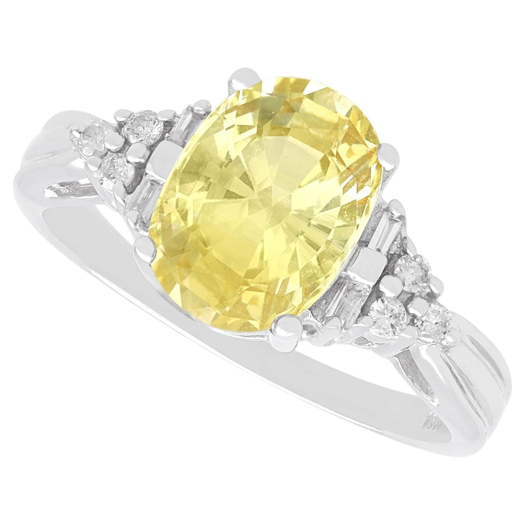 3.90 Carat Ceylon Yellow Sapphire and 0.28 Carat Diamond 10k White Gold Ring