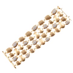 3.90 Carat Diamond 18 Karat Yellow Gold "Pebble" Bracelet