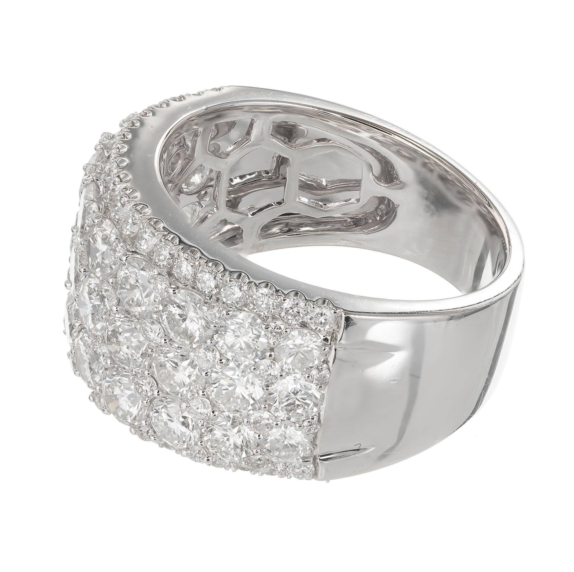 Round Cut 3.90 Carat Diamond Five-Row Gold Wedding Band Ring