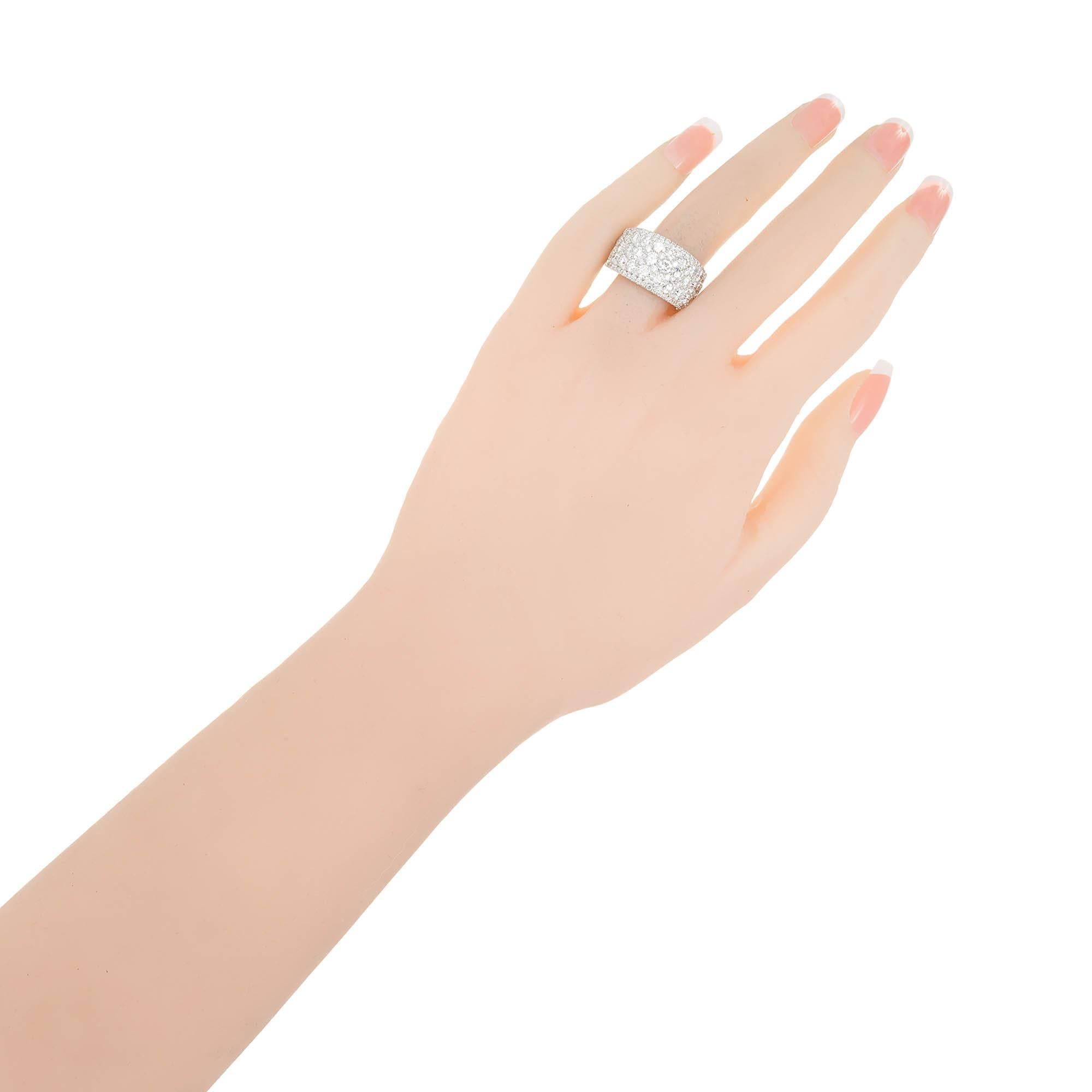 Women's 3.90 Carat Diamond Five-Row Gold Wedding Band Ring