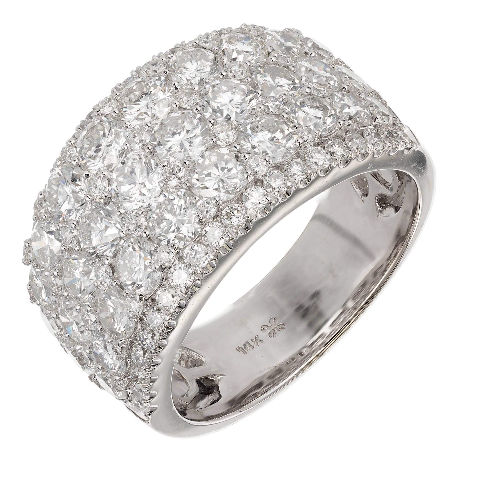 3.90 Carat Diamond Five-Row Gold Wedding Band Ring
