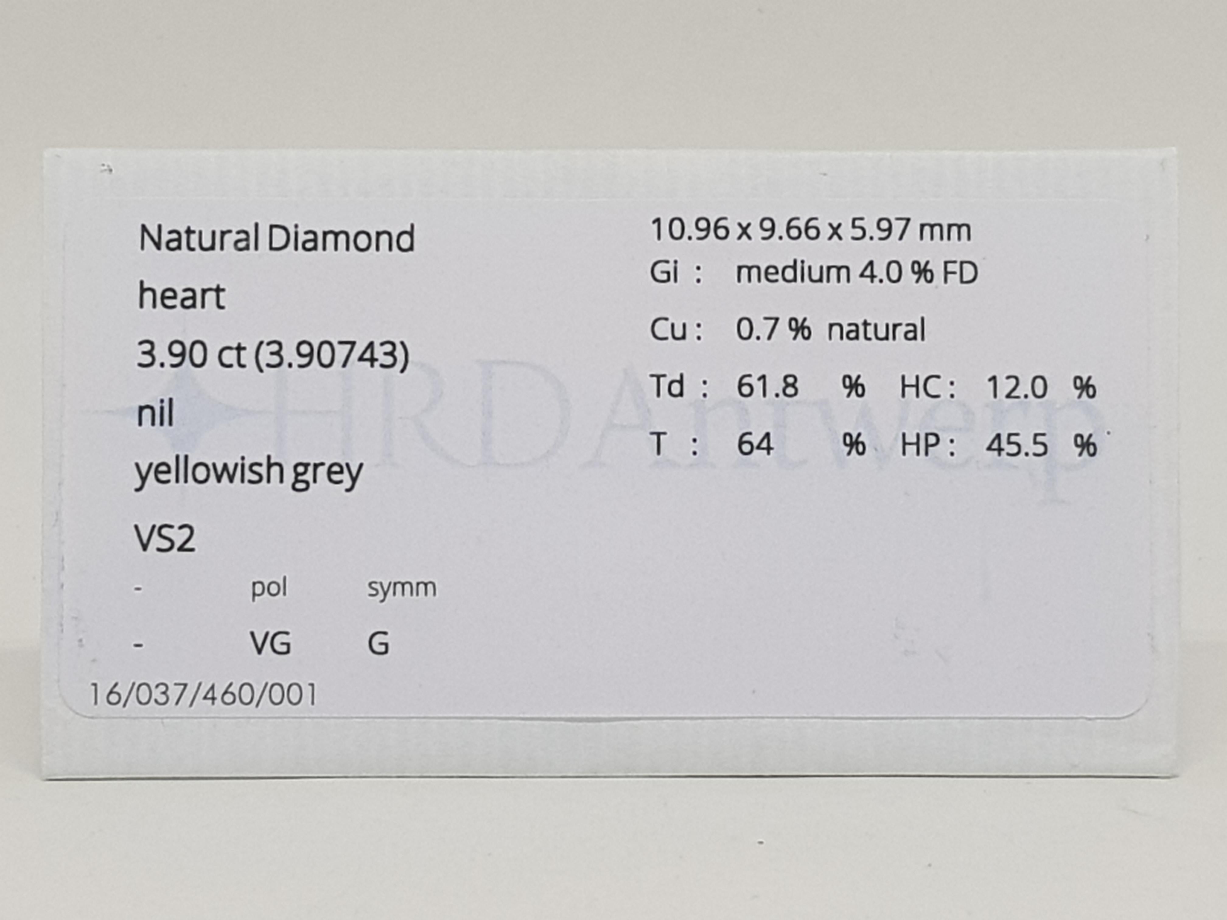 Women's 3.90 Carat HRD Certificate Fancy Color Heart Shape Diamond
