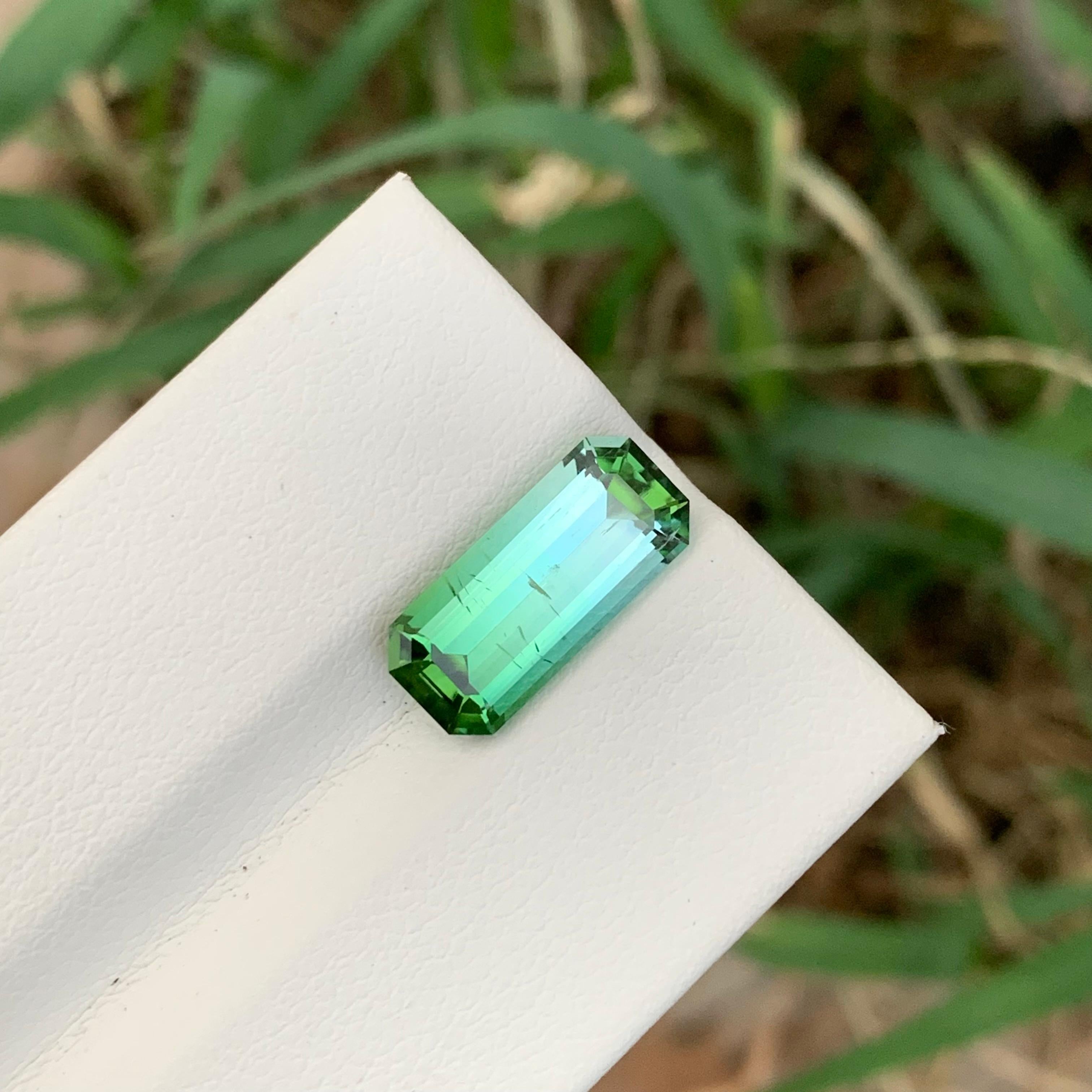 3.90 Karat Natürliche Lose Bi Farbe Turmalin Smaragd Form Edelstein für Halskette (Smaragdschliff) im Angebot