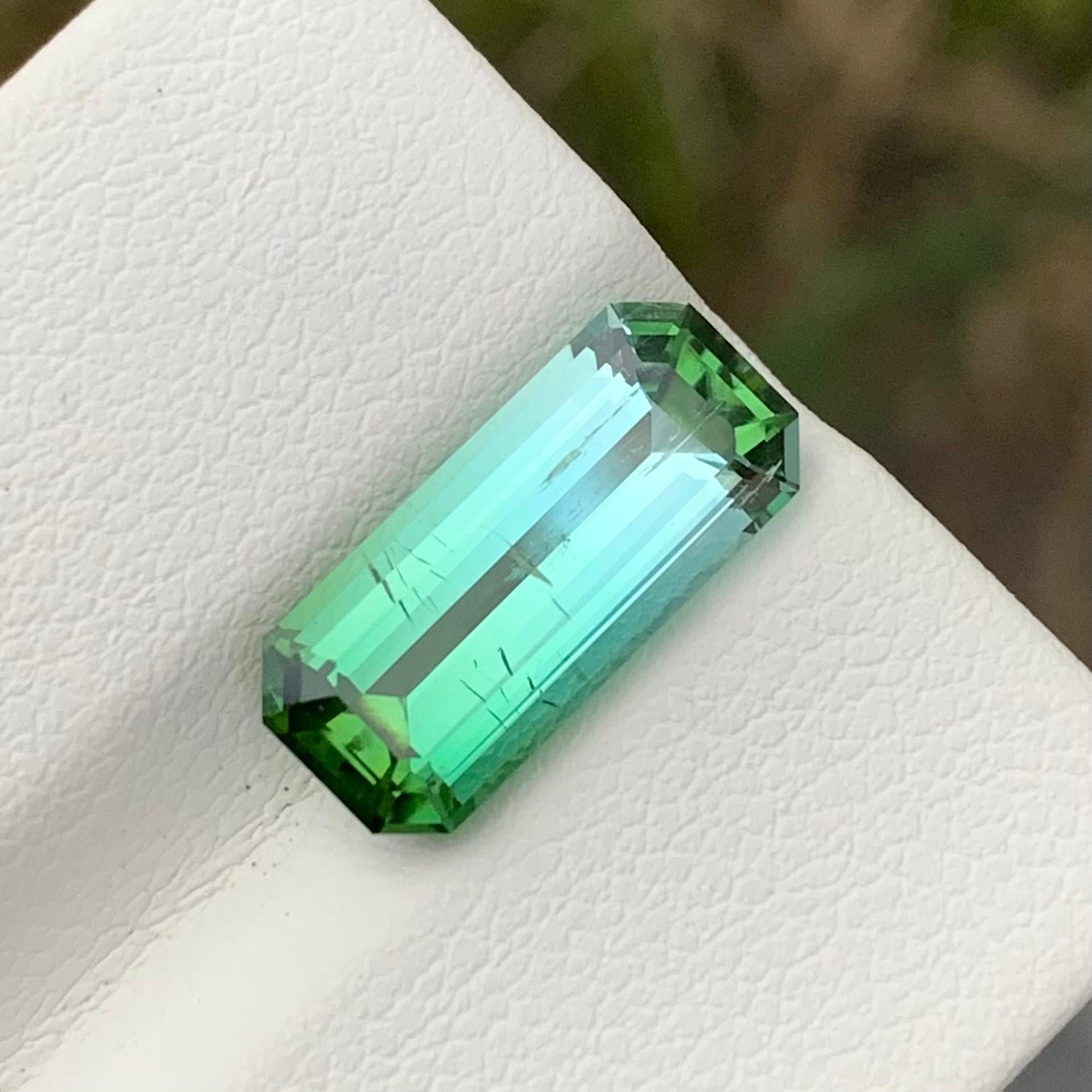 3.90 Karat Natürliche Lose Bi Farbe Turmalin Smaragd Form Edelstein für Halskette im Angebot 1