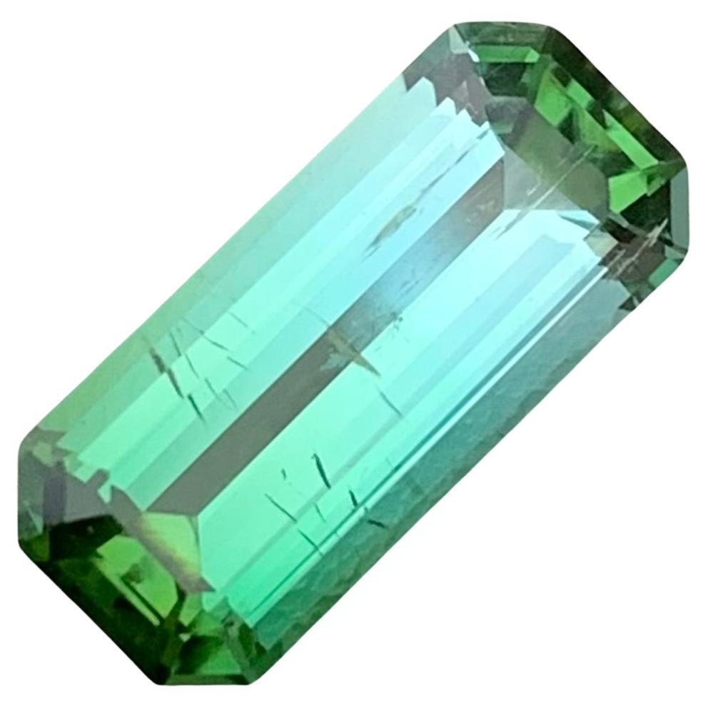 3.90 carati di tormalina bicolore naturale sfusa a forma di smeraldo per collana