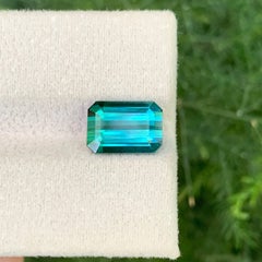 3.90 Carat Natural Loose Bluish Tourmaline Stone Emerald Cut Afghan Gemstone