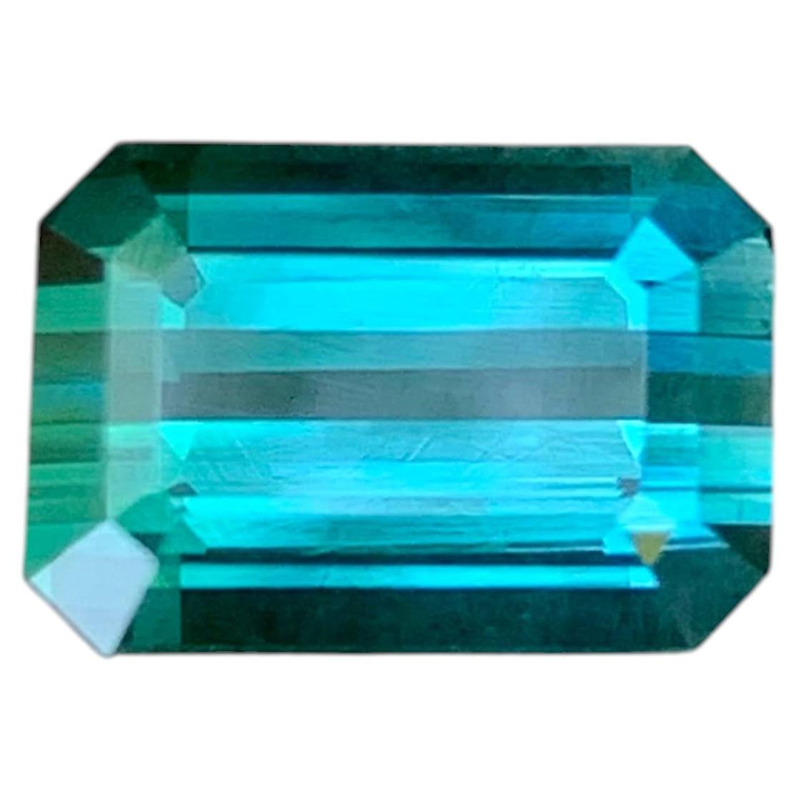 3.90 Carat Natural Loose Bluish Tourmaline Stone Emerald Cut Afghan Gemstone en vente