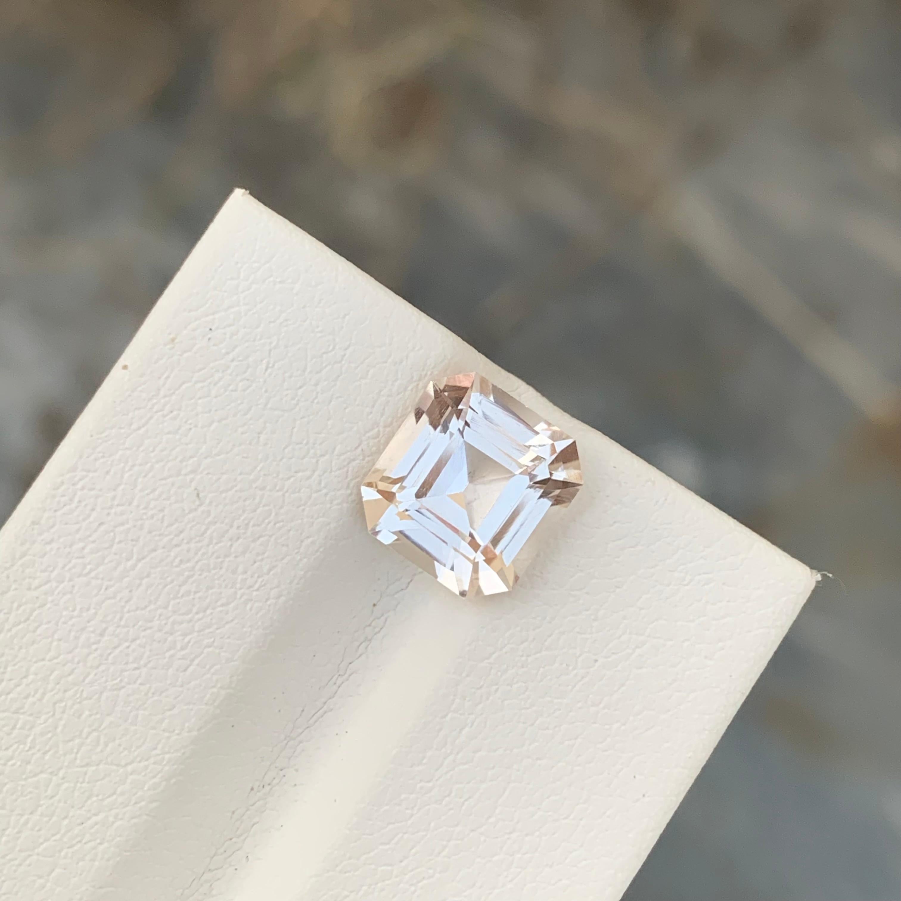 Arts and Crafts 3.90 Carat Natural Loose Golden Topaz Asscher Shape Gem From Pakistan Mine For Sale