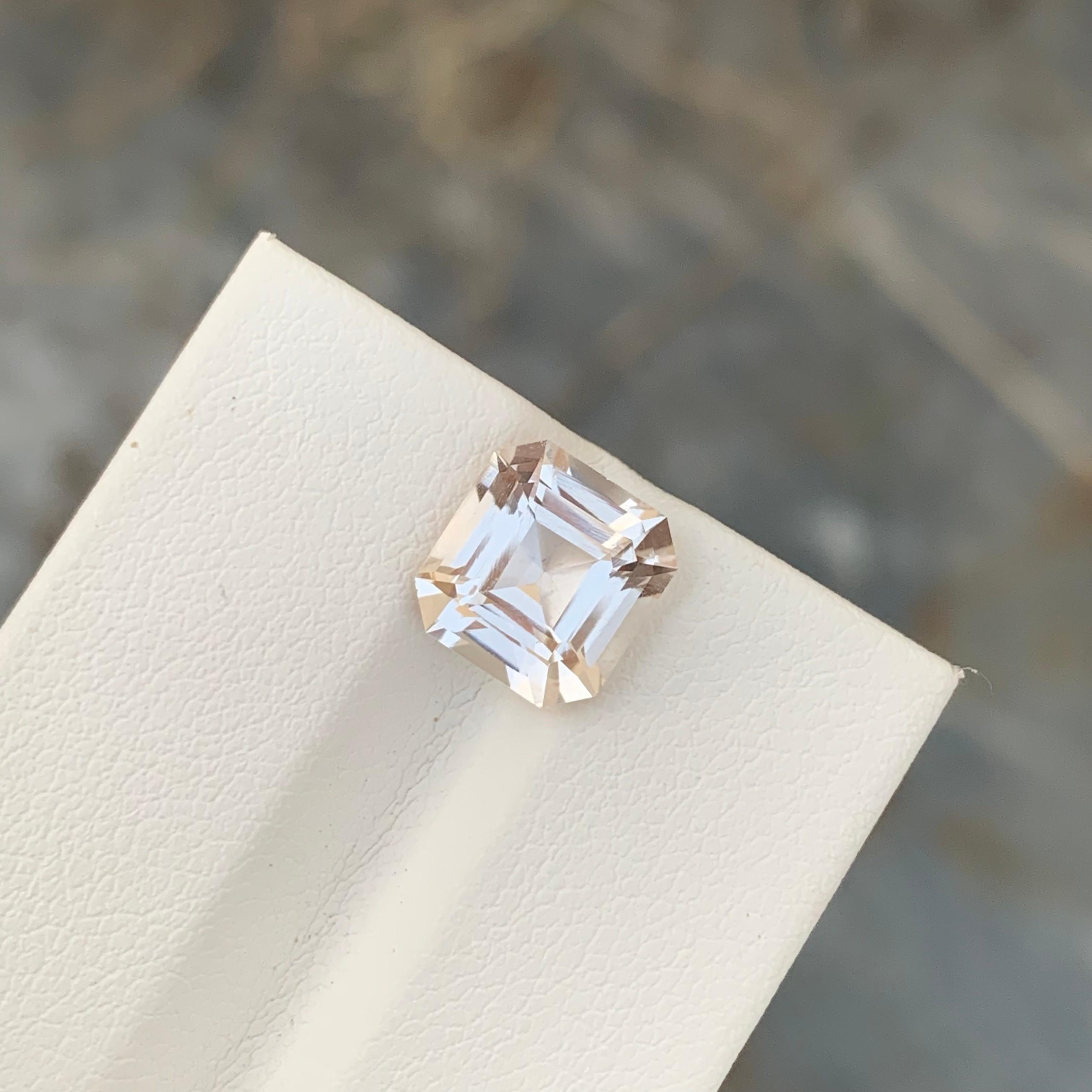 3.90 Carat Natural Loose Golden Topaz Asscher Shape Gem From Pakistan Mine For Sale 2