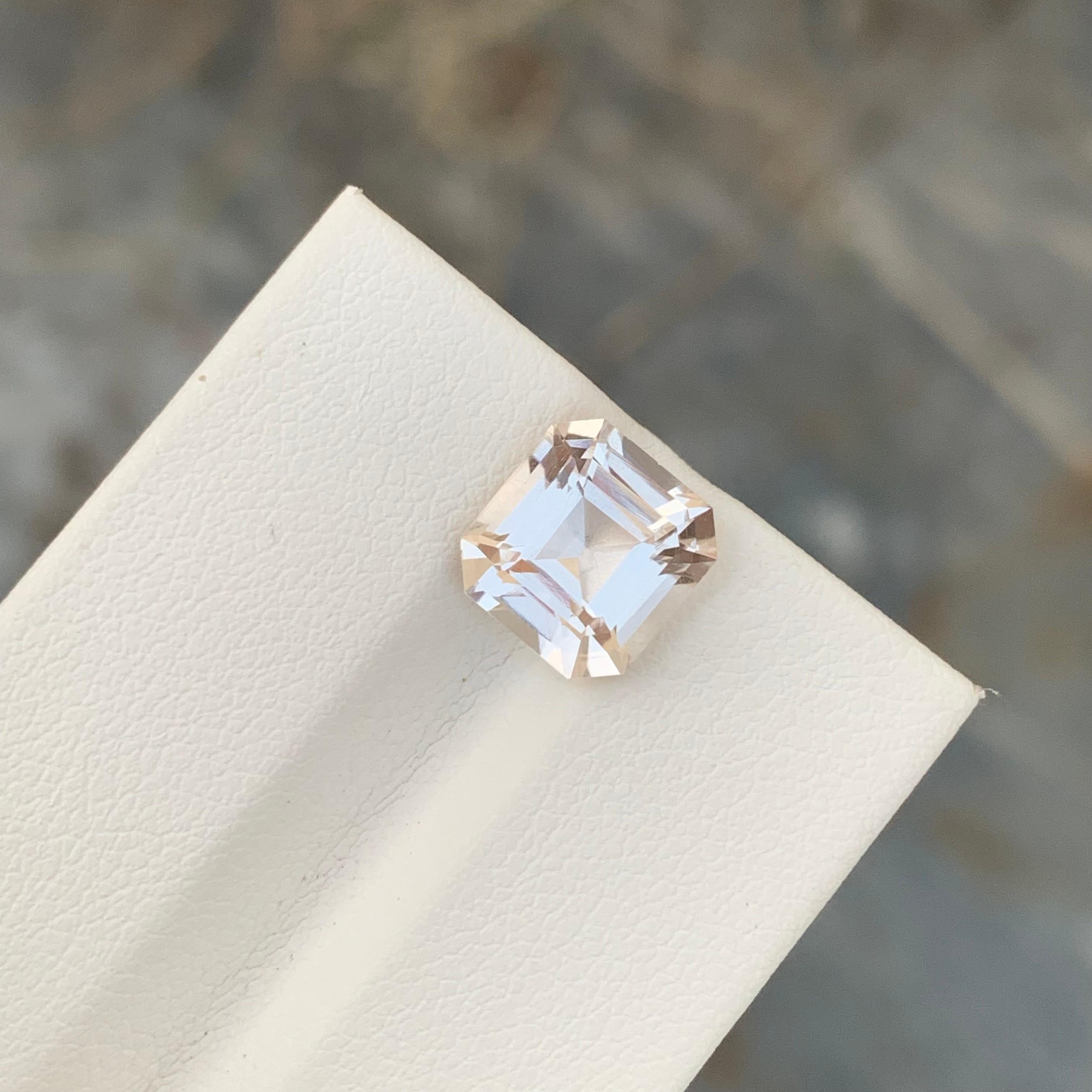 3.90 Carat Natural Loose Golden Topaz Asscher Shape Gem From Pakistan Mine For Sale 3