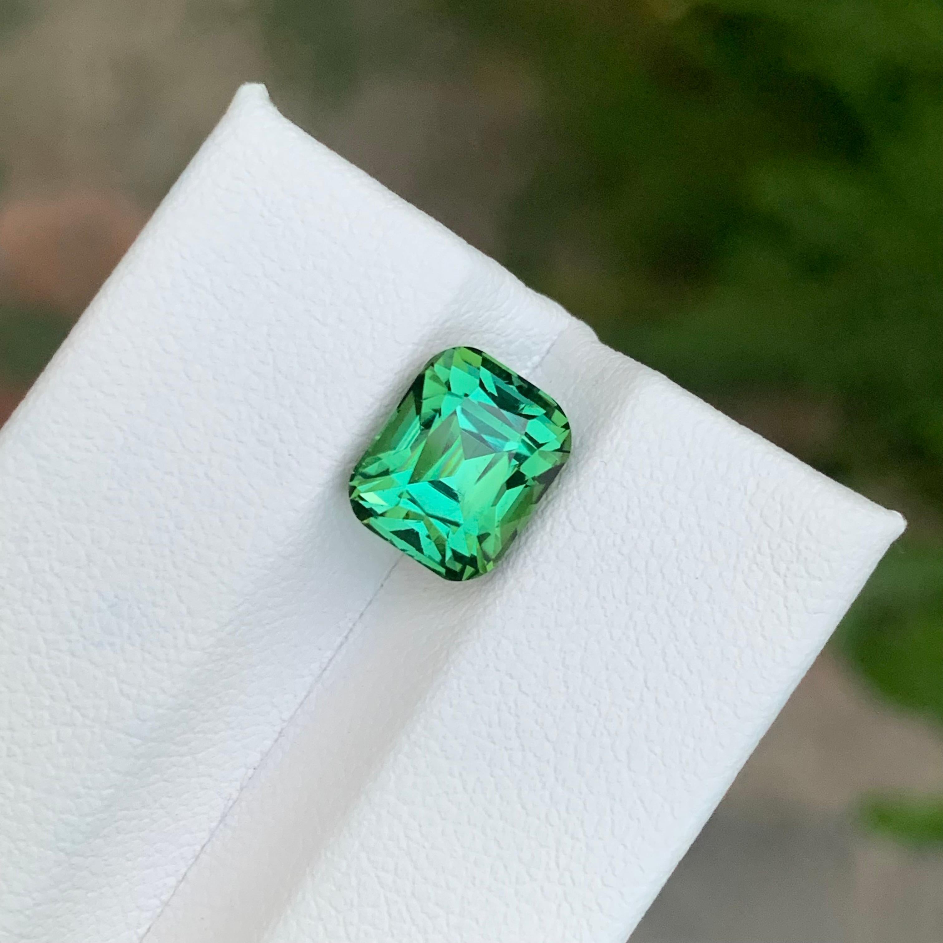 3.90 Carat Natural Loose Green Tourmaline Cushion Shape Gemstone in vendita 5