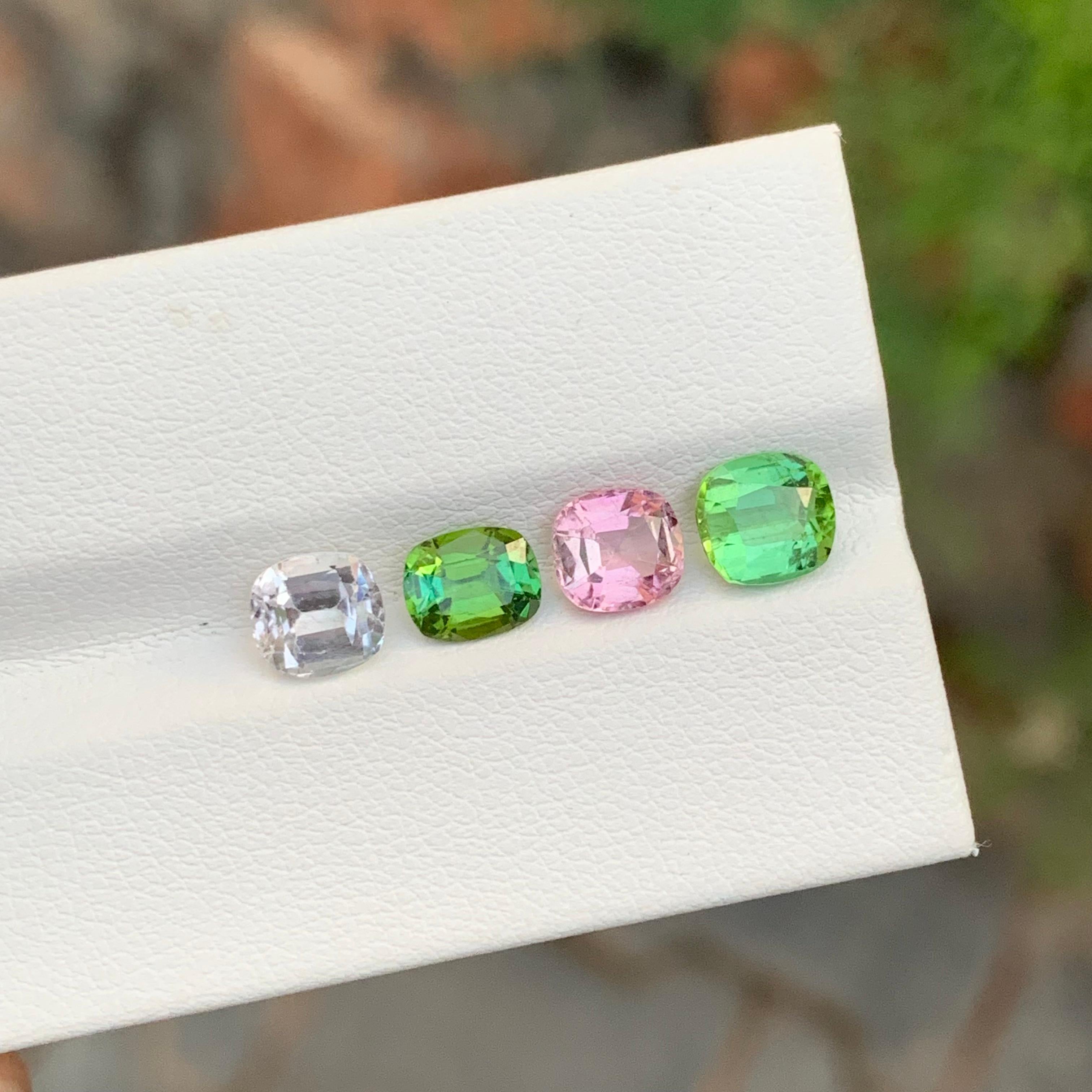Tourmaline naturelle non sertie multicolore taille coussin de 3,90 carats pour bijoux en vente 4