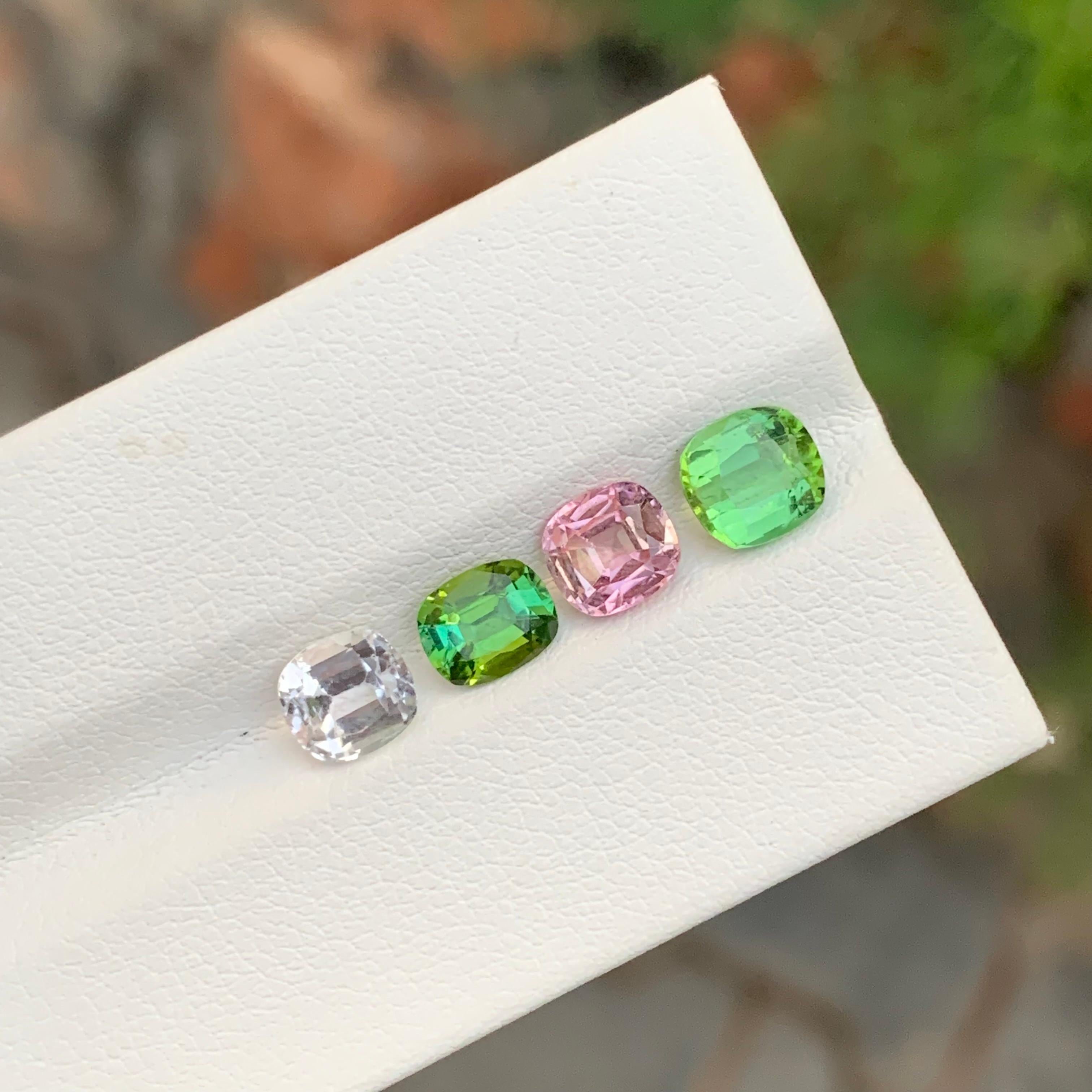 Tourmaline naturelle non sertie multicolore taille coussin de 3,90 carats pour bijoux en vente 5