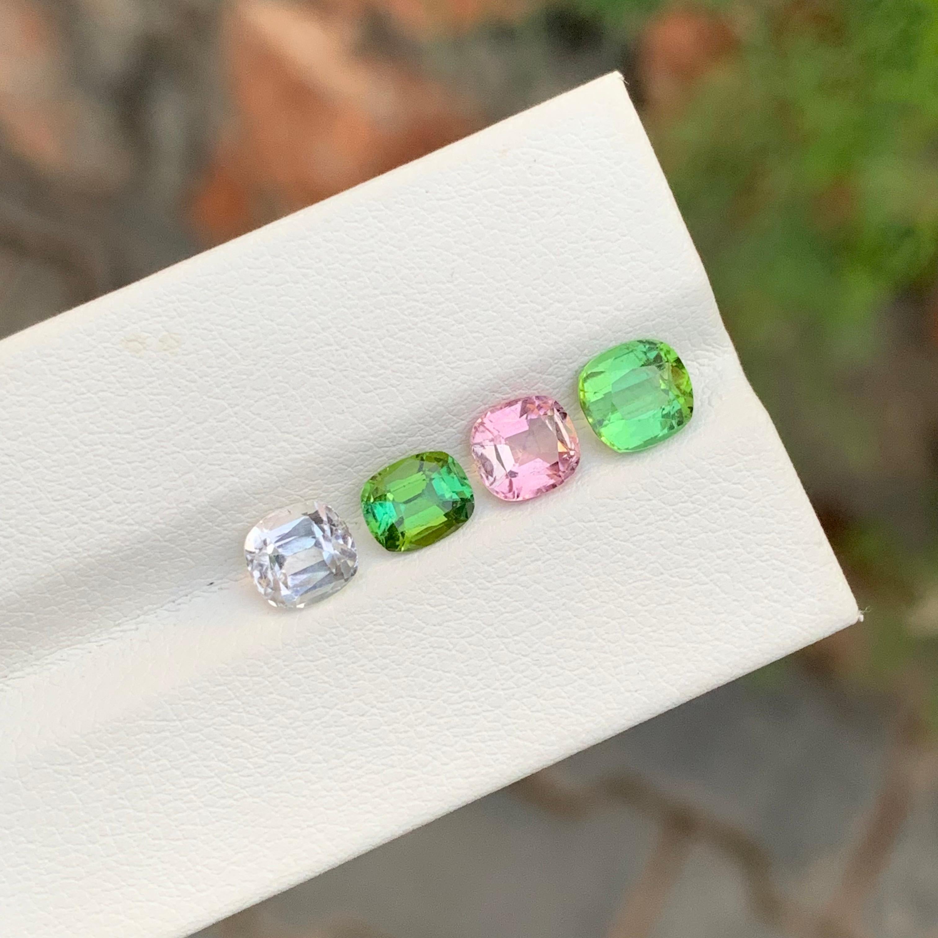 Tourmaline naturelle non sertie multicolore taille coussin de 3,90 carats pour bijoux Neuf - En vente à Peshawar, PK