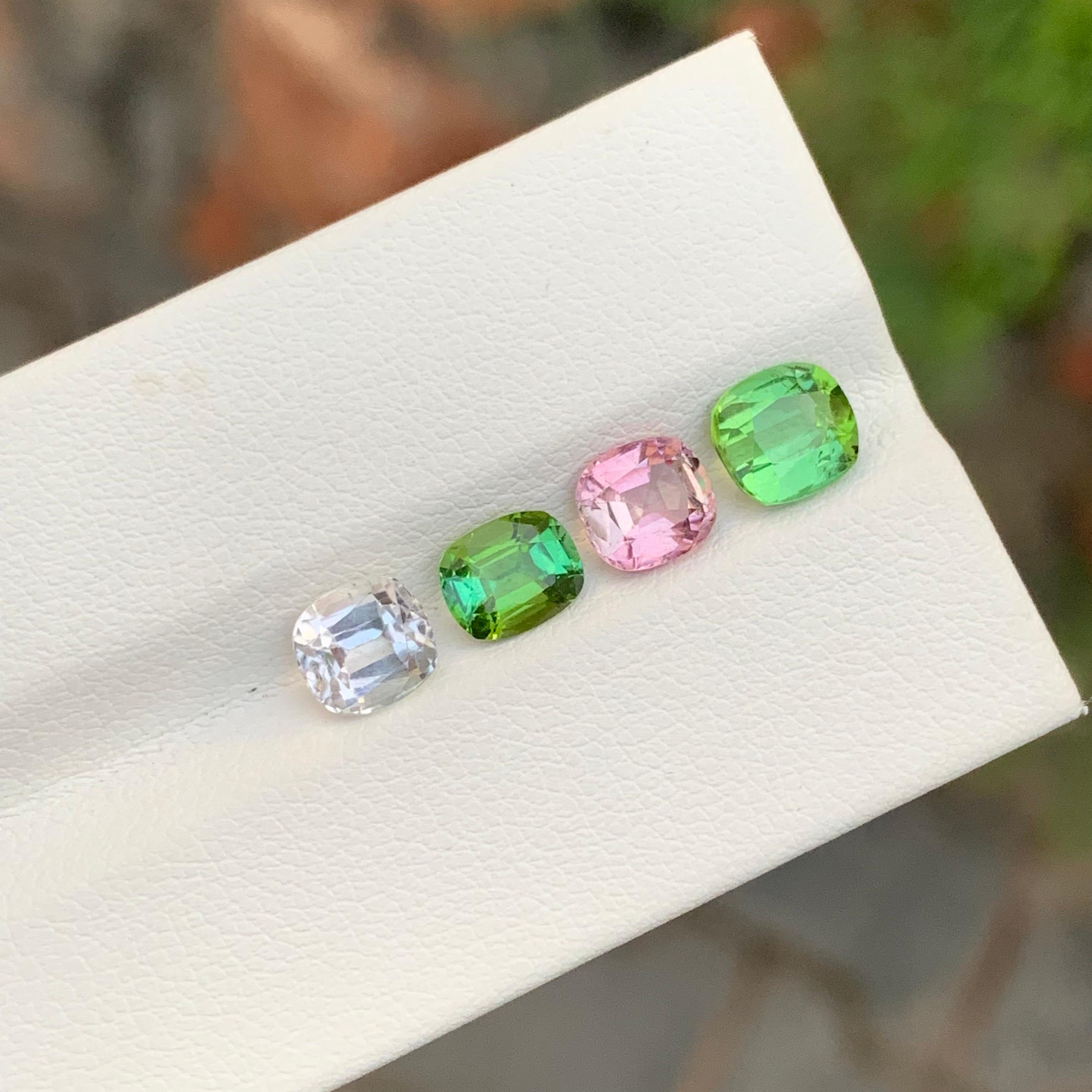 Tourmaline naturelle non sertie multicolore taille coussin de 3,90 carats pour bijoux en vente 2