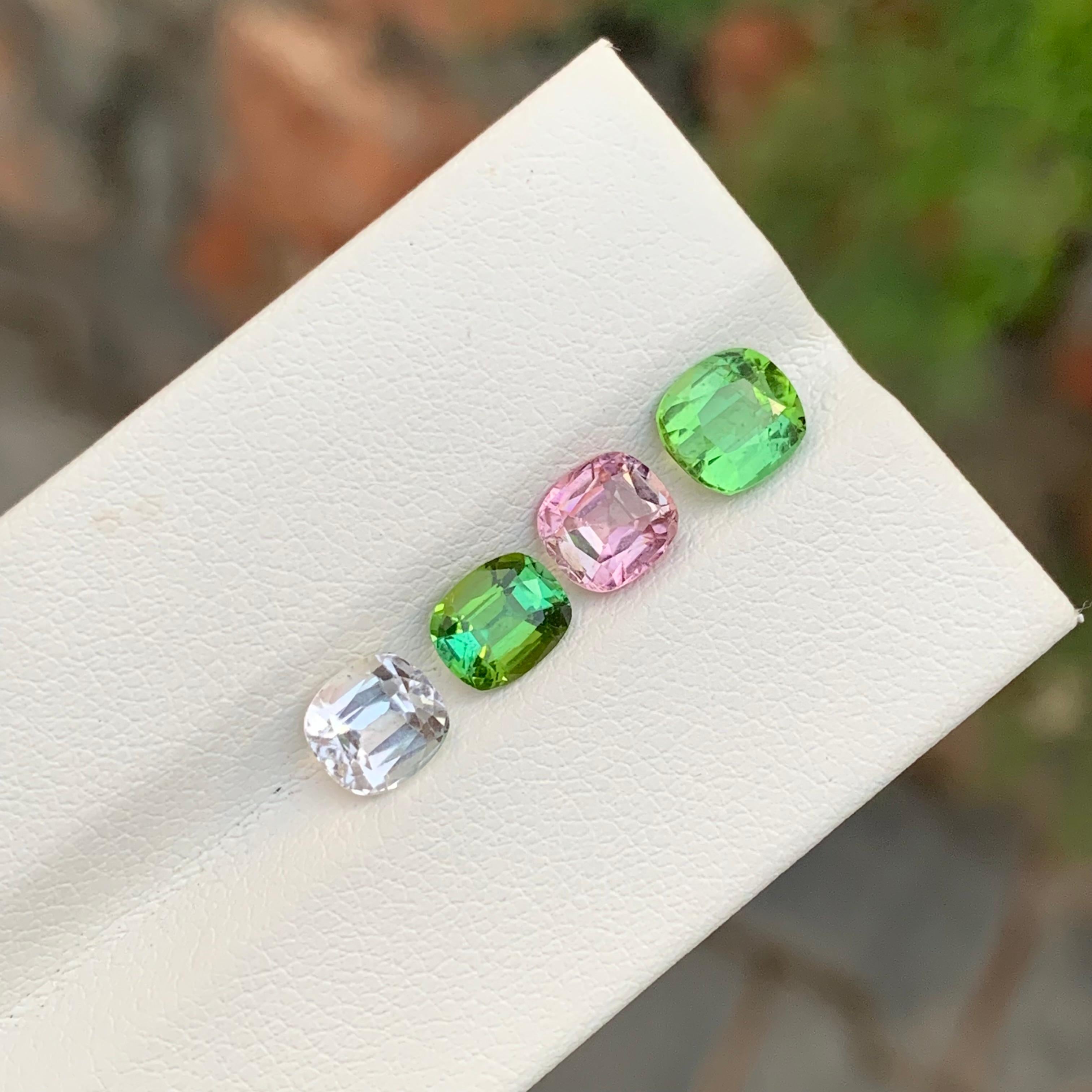 Tourmaline naturelle non sertie multicolore taille coussin de 3,90 carats pour bijoux en vente 3