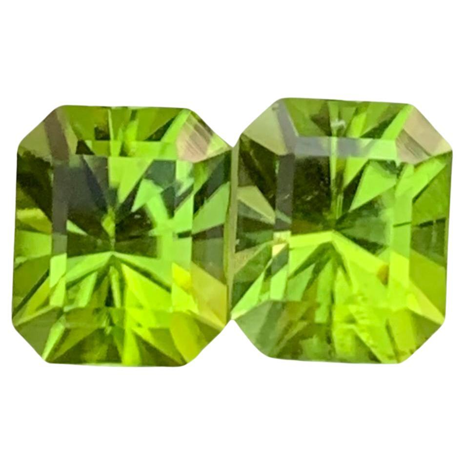 3.90 Quilates Peridoto Natural Suelto Pareja Gema Forma Cuadrada Para Pendientes