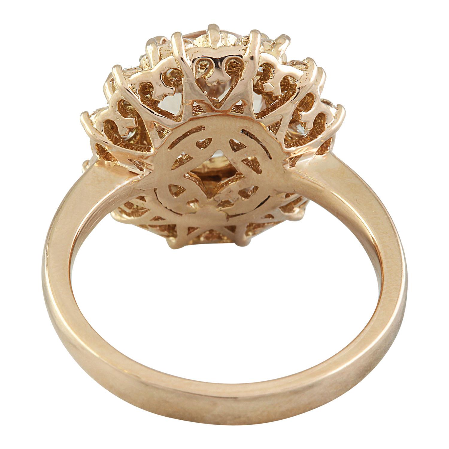 Oval Cut 3.90 Carat Natural Morganite 14 Karat Solid Rose Gold Diamond Ring For Sale