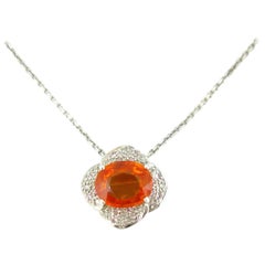 3.90 Carat Orange Sapphire and Diamonds White Gold Pendant Necklace