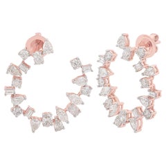 3,90 Karat birnenförmige Baguette-Diamant-Ohrringe aus massivem 18k Roségold, handgefertigter Schmuck