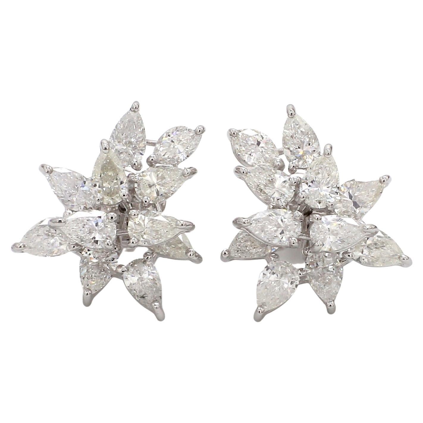 3.90 Carat Pear Shape Diamond Stud Earrings 18 Karat White Gold Fine Jewelry