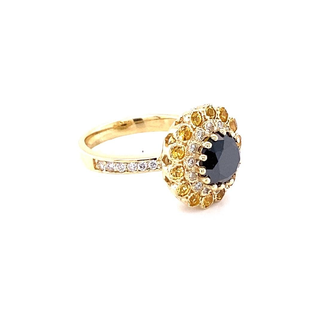 white sapphire and black diamond engagement ring