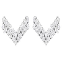 3.90 Carat SI/H Pear Brilliant Cut Diamond V Shape Earrings 14 Karat White Gold
