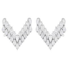 3.90 Carat SI/H Pear Brilliant Cut Diamond V Shape Earrings 14 Karat White Gold