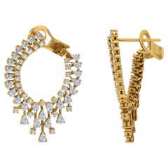 3.90 Carat SI/H Pear Round Brilliant Cut Diamond Earrings 18 Karat Yellow Gold