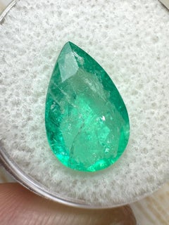3.90 Carat Spready Green Colombian Emerald - Pear Cut Teardrop Loose May