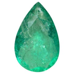 Émeraude colombienne verte évasée de 3,90 carats, taille poire, en forme de larme, libre May